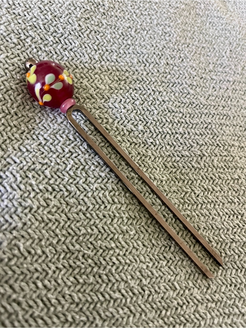 Handmade Japanese Kanzashi Glass Bead Hair Pin - Purchased in Aomori, Japan
